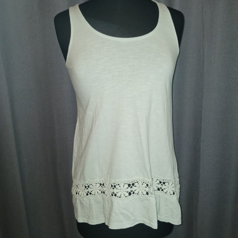 Mossimo Mint Green Boho Cottagecore Tank Top Tunic Crochet Trim Sleeveless PS